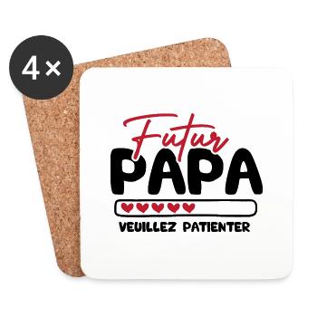 Futur papa veuillez patienter - Dessous de verre (lot de 4) - blanc - Devant