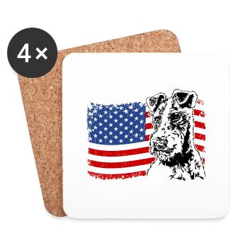 Fil Fox Terrier Amérique Flag Dogs Wilsigns - Dessous de verre (lot de 4) - blanc - Devant