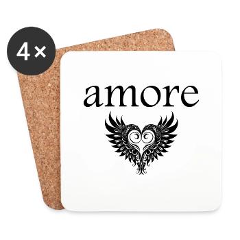 amore - Dessous de verre (lot de 4) - blanc - Devant