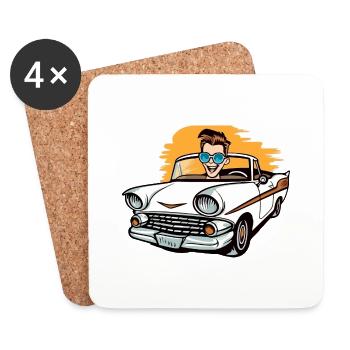 Clément im Cabrio - Untersetzer (4er-Set) - Weiß - Vorne