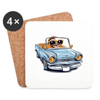 Marc en cabriolet - Dessous de verre (lot de 4) - blanc - Devant