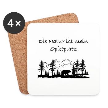 Die Natur ist mein Spielplatz T-Shirt - Untersetzer (4er-Set) - Weiß - Vorne