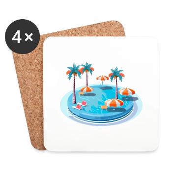 Une piscine de rêve - Dessous de verre (lot de 4) - blanc - Devant