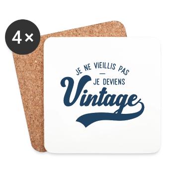 JE VIEILLIS PAS JE DEVIENS VINTAGE - Dessous de verre (lot de 4) - blanc - Devant