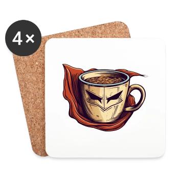 Le super-héros du café comme sauveur le matin - Dessous de verre (lot de 4) - blanc - Devant