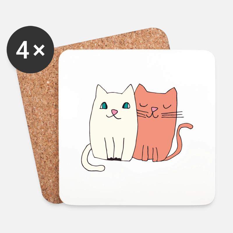 katzen liebe - Untersetzer (4er-Set) - Weiß