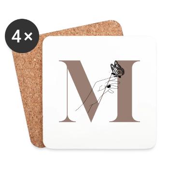 lettre m papillon magique - Dessous de verre (lot de 4) - blanc - Devant