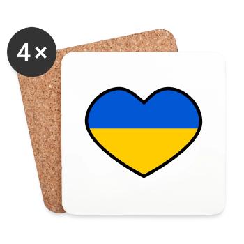 Cœur d’Ukraine - Dessous de verre (lot de 4) - blanc - Devant