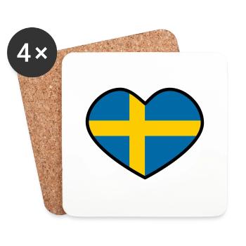 Sweden heart - Coasters (set of 4) - white - Front