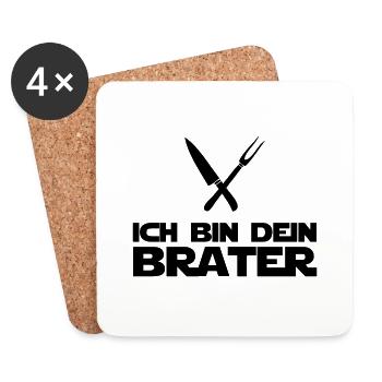 Ich bin dein Brater | Grillmeister | BBQ König - Untersetzer (4er-Set) - Weiß - Vorne