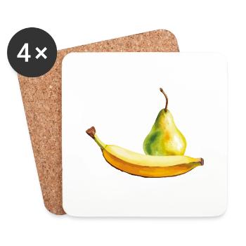 Poire banane - Dessous de verre (lot de 4) - blanc - Devant