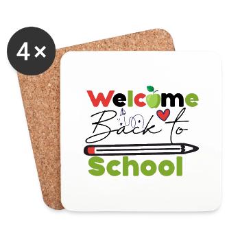 Welcome back to school, back to school start fun - Coasters (set of 4) - white - Front