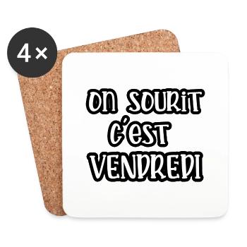 on sourit c'est vendredi - Dessous de verre (lot de 4) - blanc - Devant
