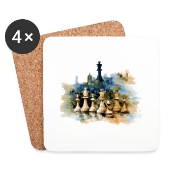 Huile sur toile échiquéenne - Dessous de verre (lot de 4) - blanc - Devant