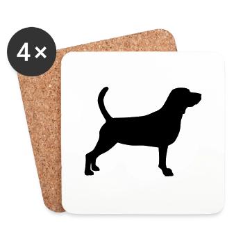 Beagle Silhouette 1 - Coasters (set of 4) - white - Front