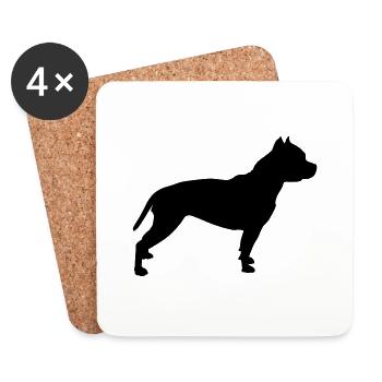 Pitbull Silhouette 1 - Dessous de verre (lot de 4) - blanc - Devant
