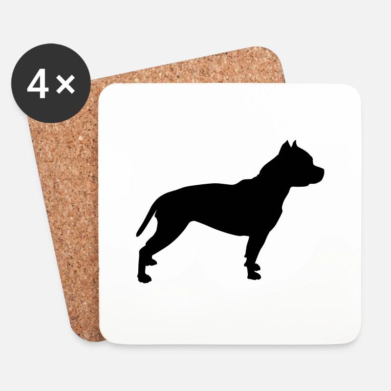 Pitbull Silhouette 1 - Coasters (set of 4) - white
