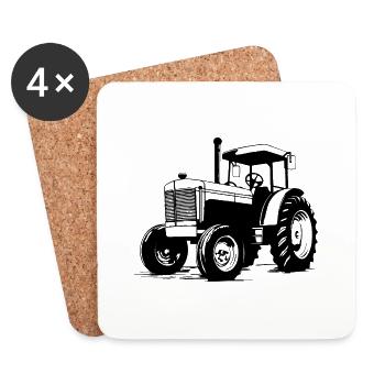 Tracteur - Dessous de verre (lot de 4) - blanc - Devant