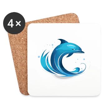 cool dolphin motif - Coasters (set of 4) - white - Front