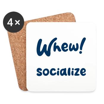 Ouf qui était proche devait presque socialiser 3 - Dessous de verre (lot de 4) - blanc - Devant
