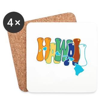 Gift Idea Graphic Design Map Islands of Hawaii - Coasters (set of 4) - white - Front