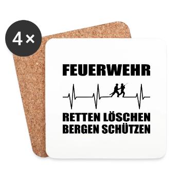 Feuerwehr - Untersetzer (4er-Set) - Weiß - Vorne