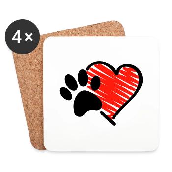 Paw Heart - Coasters (set of 4) - white - Front