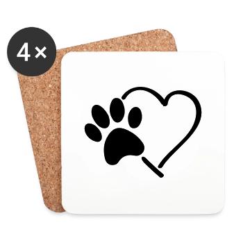 paw heart - Coasters (set of 4) - white - Front