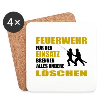 Feuerwehr - Untersetzer (4er-Set) - Weiß - Vorne