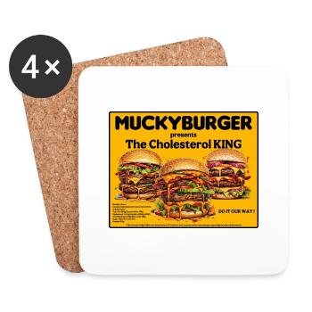 Muckyburger - The Cholesterol King. Fast food - Coasters (set of 4) - white - Front