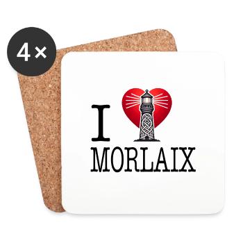 I love Morlaix by I love Bretagne - Coasters (set of 4) - white - Front