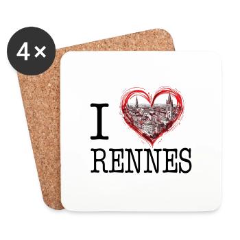 Ich liebe Rennes - Untersetzer (4er-Set) - Weiß - Vorne