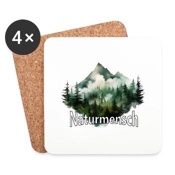 Naturmensch Geschenk Wandern Dorfkinder Berg Motiv - Untersetzer (4er-Set) - Weiß - Vorne