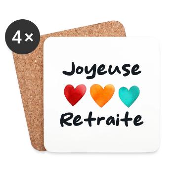 Retraite. Bonne Retraite. Joyeuse Retraite - Dessous de verre (lot de 4) - blanc - Devant