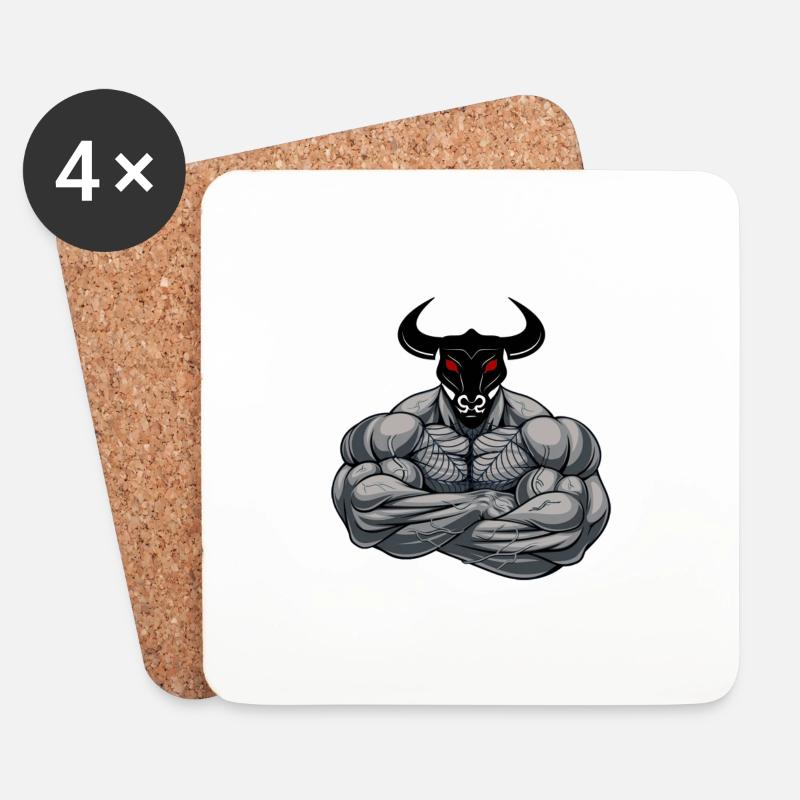Bull Man - Stier Mann - Untersetzer (4er-Set) - Weiß
