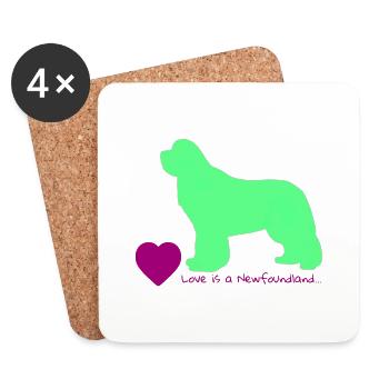 L’amour est un Terre-Neuve 012 - Dessous de verre (lot de 4) - blanc - Devant