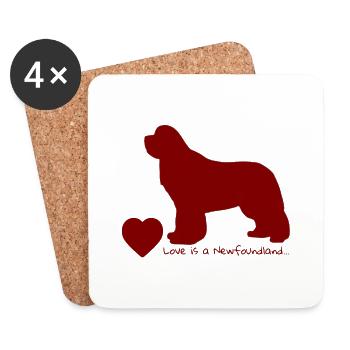 L’amour est un Terre-Neuve 015 - Dessous de verre (lot de 4) - blanc - Devant