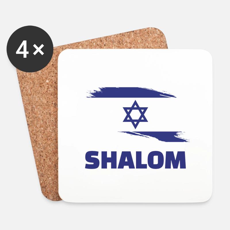 Shalom - Untersetzer (4er-Set) - Weiß