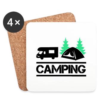 Camping 02 - Dessous de verre (lot de 4) - blanc - Devant