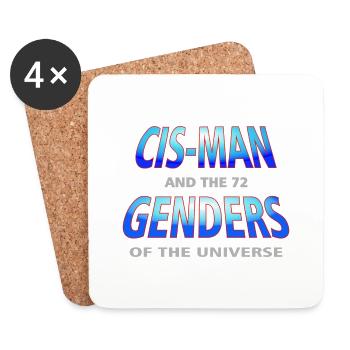Cis-Man - Mann-80er Jahre Satire-Geschlecht-Ver.1 - Untersetzer (4er-Set) - Weiß - Vorne