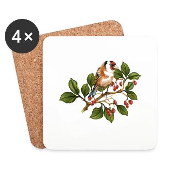 Oiseau coloré - Dessous de verre (lot de 4) - blanc - Devant