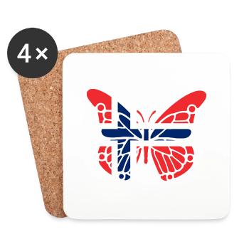 Papillon avec drapeau de la Norvège - Dessous de verre (lot de 4) - blanc - Devant