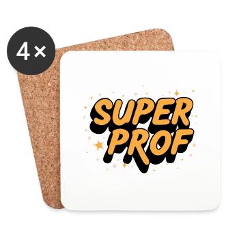 Super prof - Dessous de verre (lot de 4) - blanc - Devant
