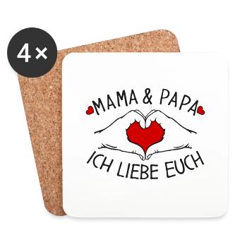 Mama und Papa ich liebe Euch - Untersetzer (4er-Set) - Weiß - Vorne