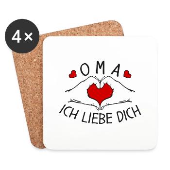 Oma ich liebe Dich - Untersetzer (4er-Set) - Weiß - Vorne