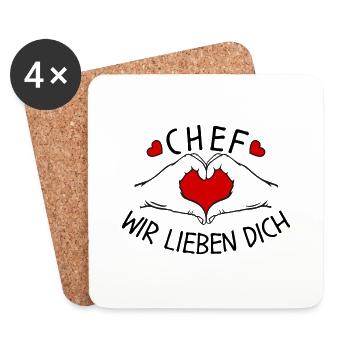 Chef wir liebe Dich - Untersetzer (4er-Set) - Weiß - Vorne