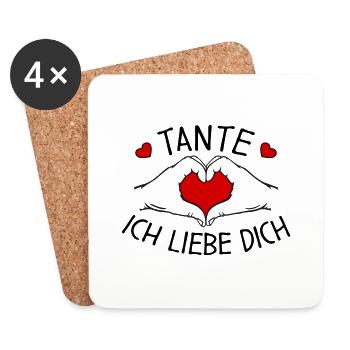 Tante ich liebe Dich - Untersetzer (4er-Set) - Weiß - Vorne