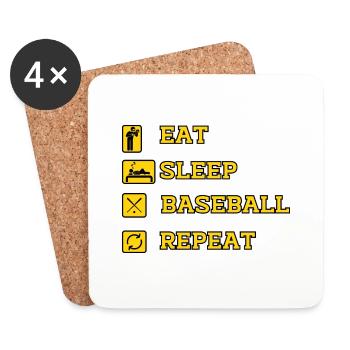 EAT SLEEP BASEBALL REPEAT - Dessous de verre (lot de 4) - blanc - Devant