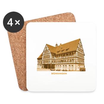 Münsingen Rathaus Reutlingen Baden-Württemberg - Untersetzer (4er-Set) - Weiß - Vorne
