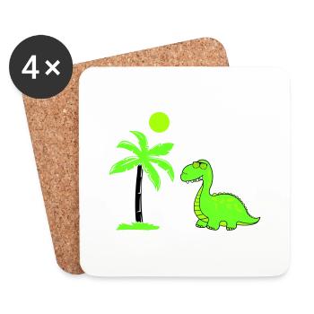 dinosaurier palme 02 - Untersetzer (4er-Set) - Weiß - Vorne